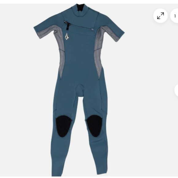 Volcom Boys Size 12 Modulator Wetsuit 2 mm Chest Zip Short Sleeve Blue NWT - Picture 7 of 7